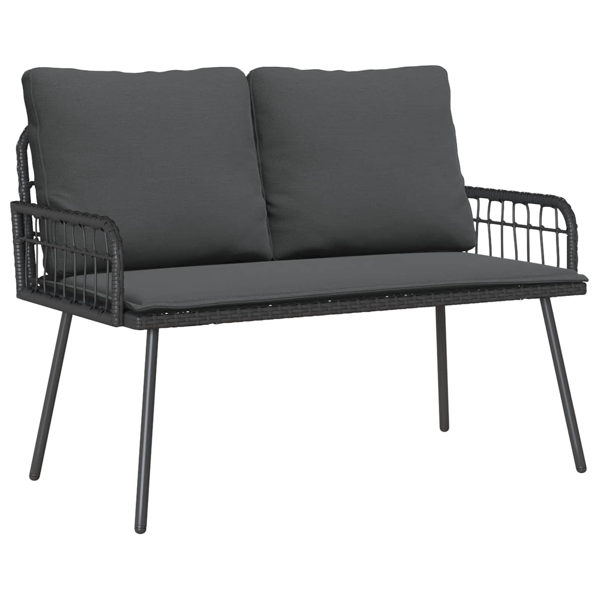 vidaXL Tuinstoel met kussens poly rattan zwart