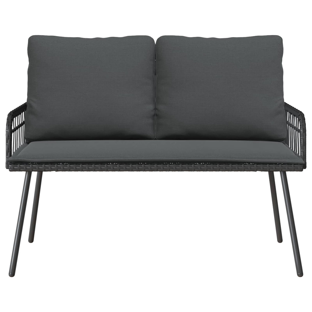 vidaXL Tuinstoel met kussens poly rattan zwart