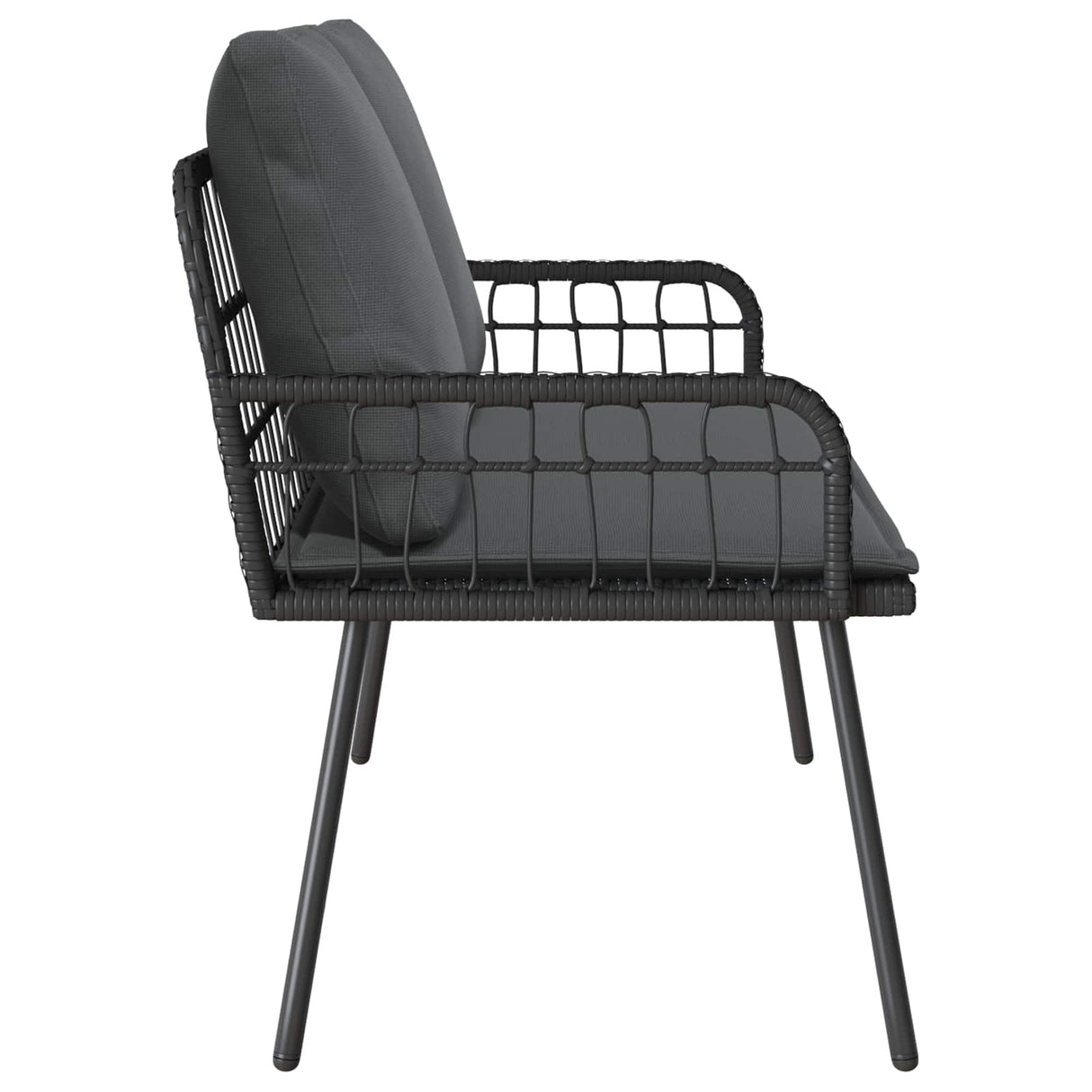 vidaXL Tuinstoel met kussens poly rattan zwart