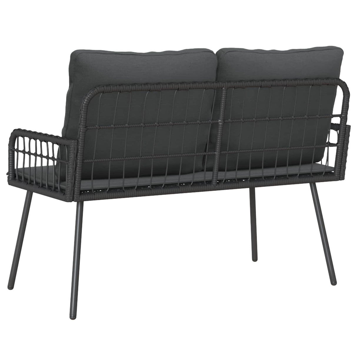 vidaXL Tuinstoel met kussens poly rattan zwart