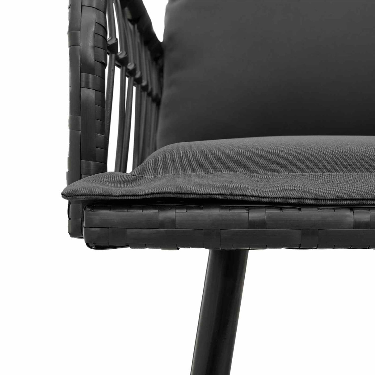 vidaXL Tuinstoel met kussens poly rattan zwart