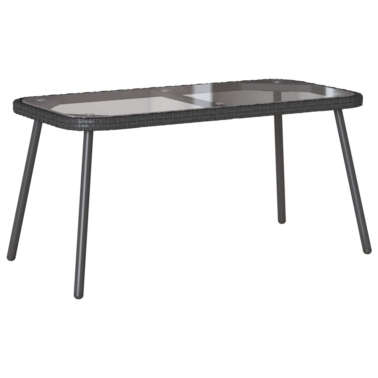vidaXL Salontafel Zwart 90 x 45 x 43 cm Poly Rattan en glas