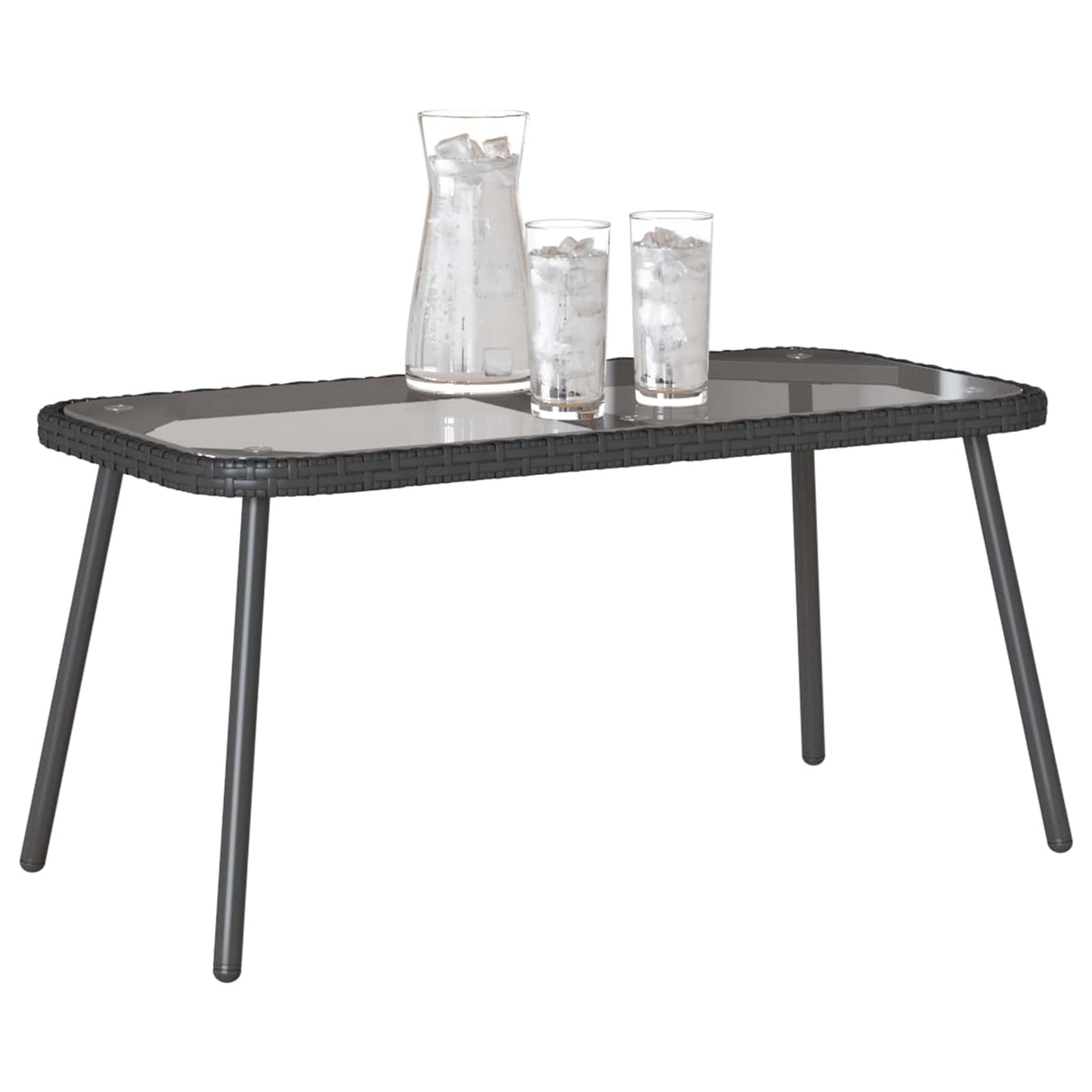 vidaXL Salontafel Zwart 90 x 45 x 43 cm Poly Rattan en glas