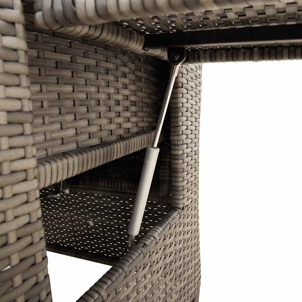 vidaXL Verstelbare tuinstoel met bijzettafel poly rattan zwart