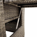 vidaXL Verstelbare tuinstoel met bijzettafel poly rattan zwart