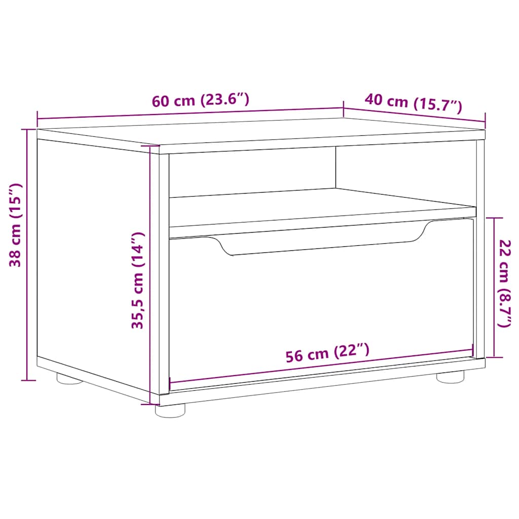 vidaXL Tv-meubel VISNES 60x40x38 cm bewerkt hout wit