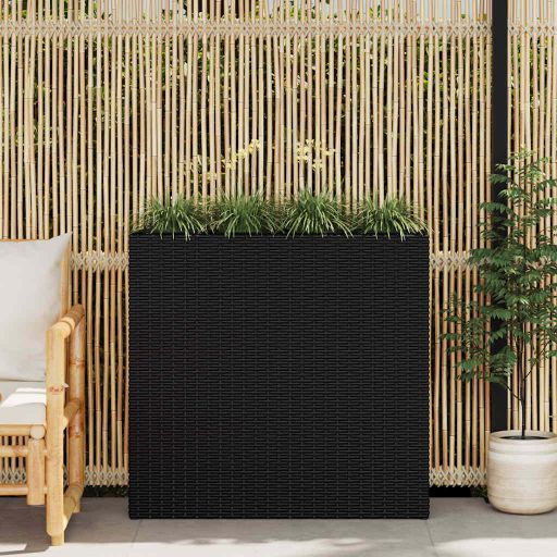 vidaXL Plantenbak verhoogd met 4 potten 2 st poly rattan grijs
