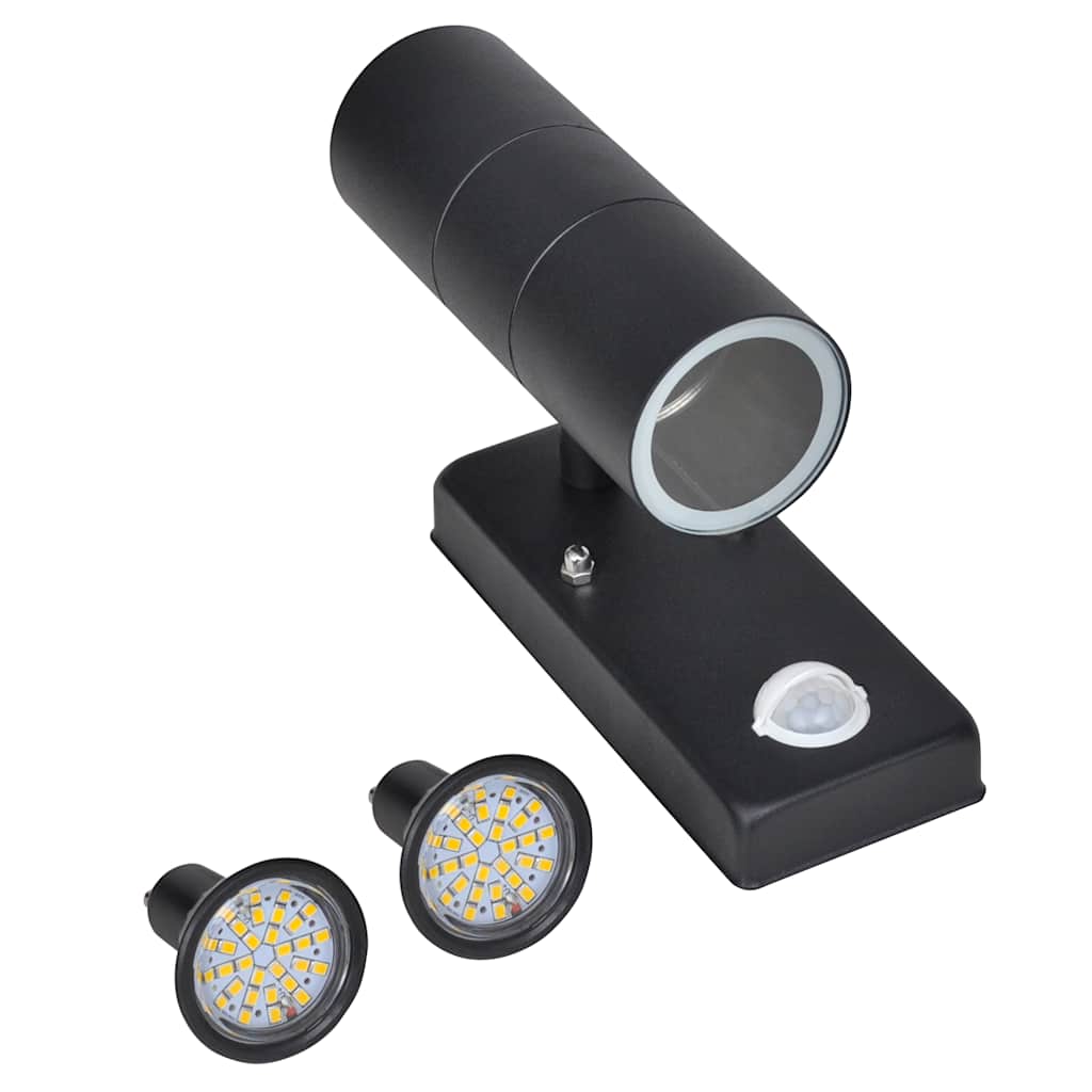 Wall light with sensor LED cylindrical stainless steel black