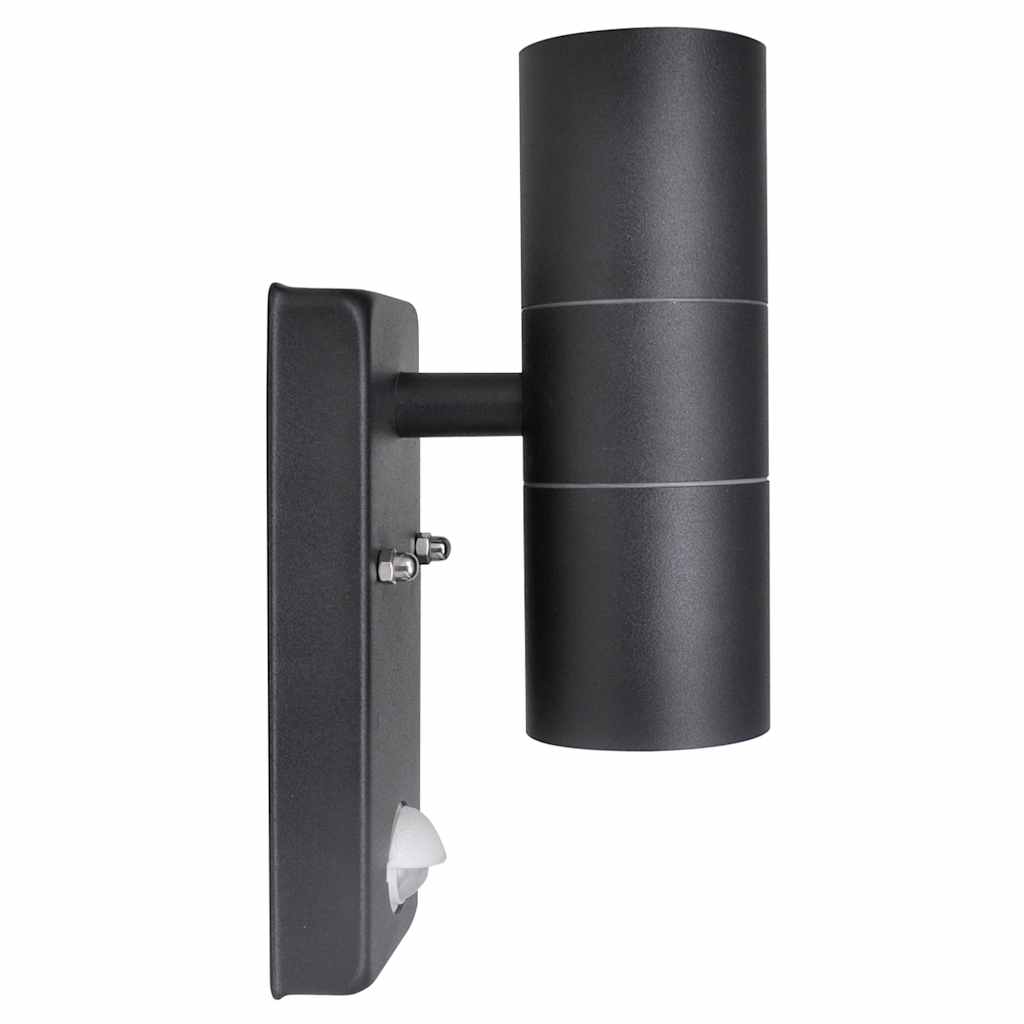 Wall light with sensor LED cylindrical stainless steel black