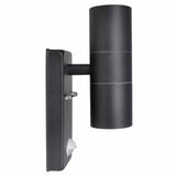 Wall light with sensor LED cylindrical stainless steel black