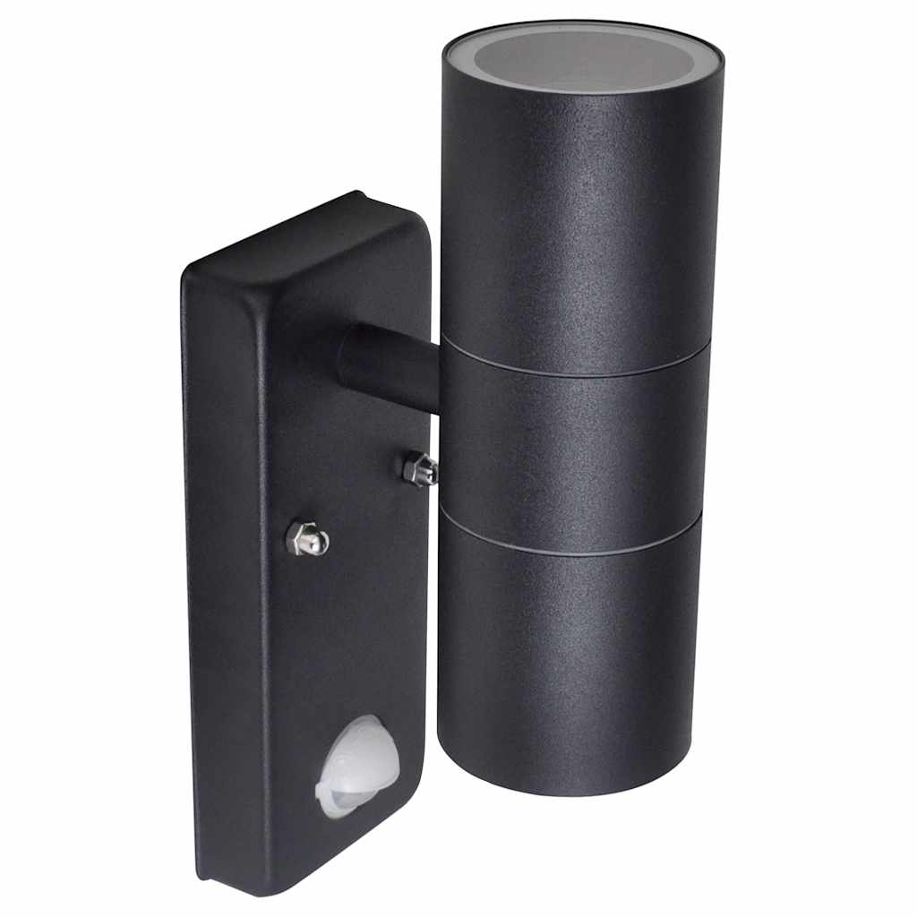 Wall light with sensor LED cylindrical stainless steel black