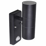 Wall light with sensor LED cylindrical stainless steel black