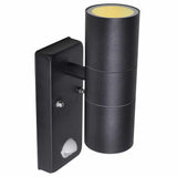 Wall light with sensor LED cylindrical stainless steel black