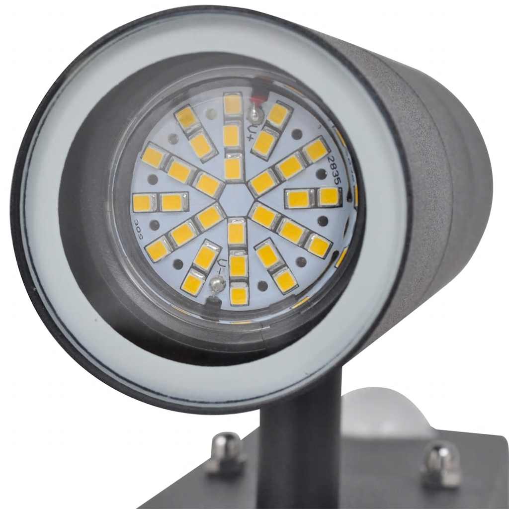 Wall light with sensor LED cylindrical stainless steel black