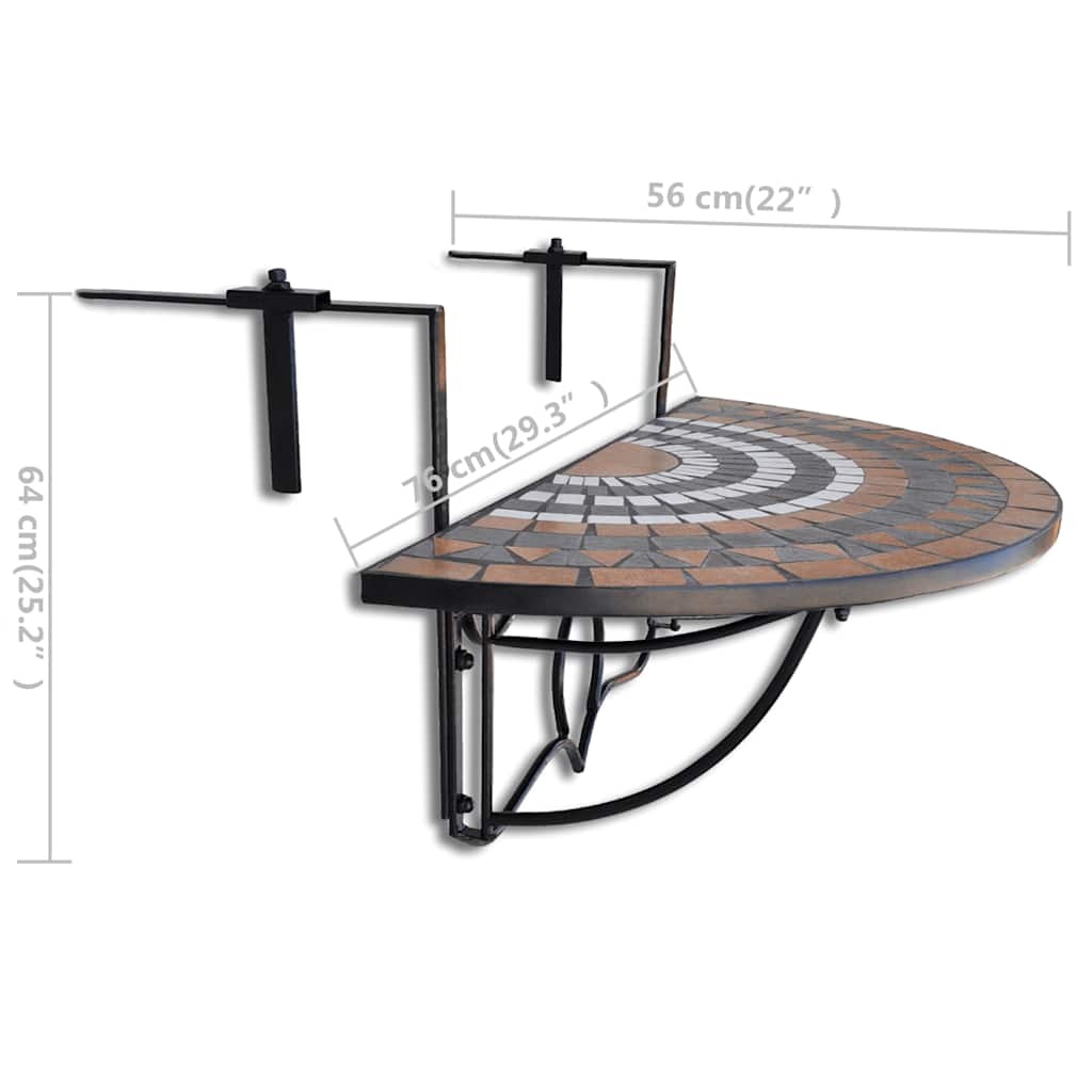vidaXL Balkontafel hangend mozaïek terracottakleurig