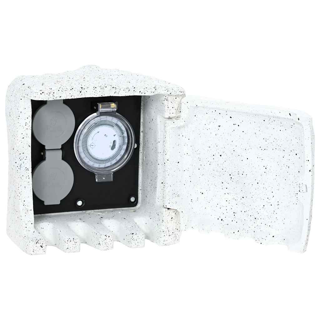 vidaXL Garden Power Socket 4-Way Waterproof Resin White
