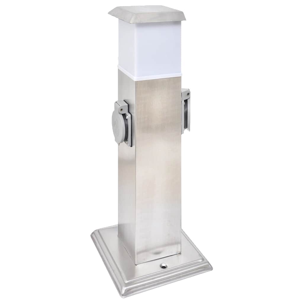 Buitenstopcontact op zuil met lamp (zwart)