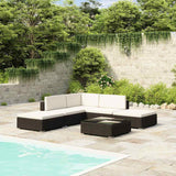 vidaXL 6-delige Loungeset met kussens poly rattan bruin