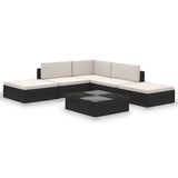 vidaXL 6-delige Loungeset met kussens poly rattan bruin