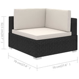 vidaXL 6-delige Loungeset met kussens poly rattan bruin
