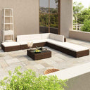 vidaXL 8-Piece Poly Rattan Lounge Set with Cushions Brown