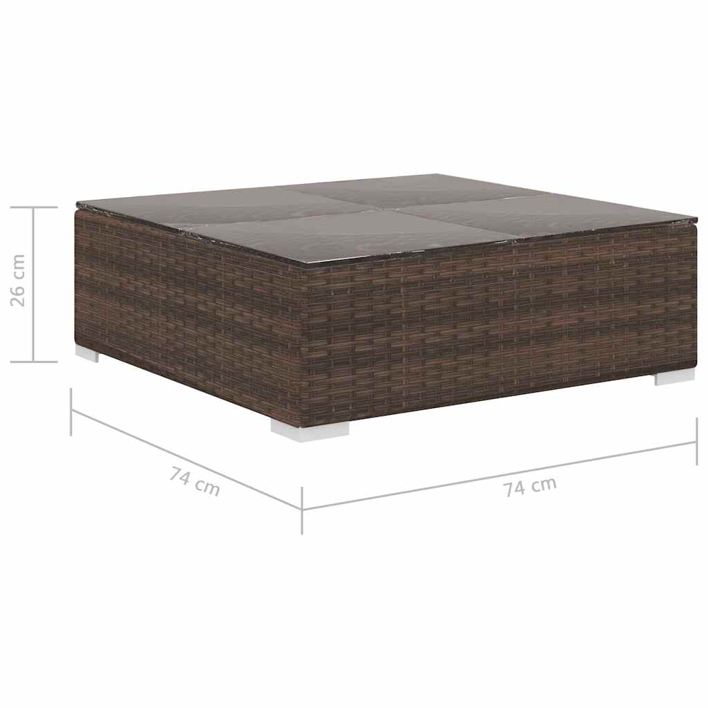 vidaXL 8-Piece Poly Rattan Lounge Set with Cushions Brown