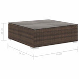 vidaXL 8-Piece Poly Rattan Lounge Set with Cushions Brown