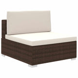 vidaXL 8-Piece Poly Rattan Lounge Set with Cushions Brown