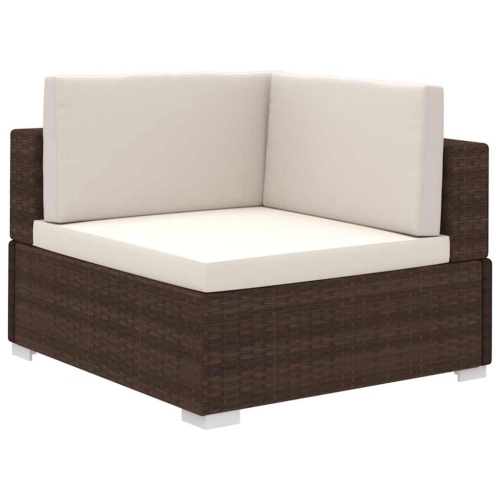 vidaXL 8-Piece Poly Rattan Lounge Set with Cushions Brown