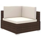 vidaXL 8-Piece Poly Rattan Lounge Set with Cushions Brown