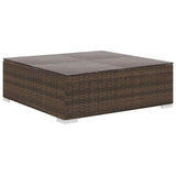 vidaXL 8-Piece Poly Rattan Lounge Set with Cushions Brown