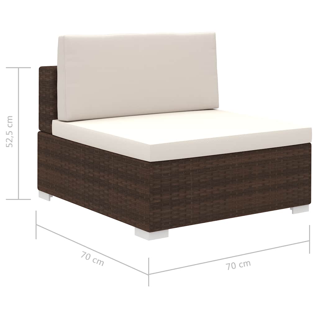 vidaXL 8-Piece Poly Rattan Lounge Set with Cushions Brown