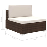 vidaXL 8-Piece Poly Rattan Lounge Set with Cushions Brown