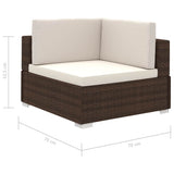 vidaXL 8-Piece Poly Rattan Lounge Set with Cushions Brown