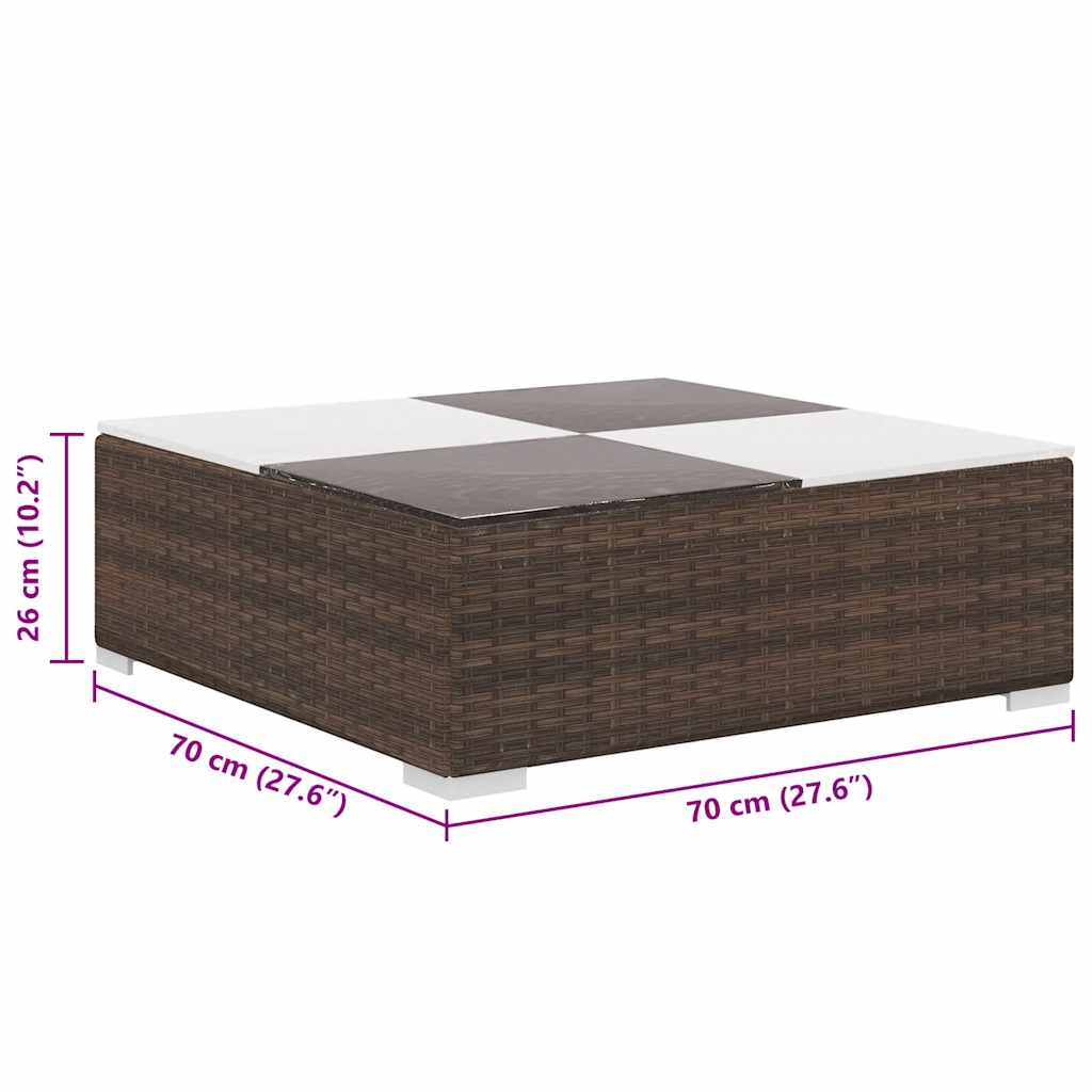vidaXL 8-piece Lounge Set with Cushions Poly Rattan Brown