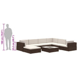 vidaXL 8-piece Lounge Set with Cushions Poly Rattan Brown