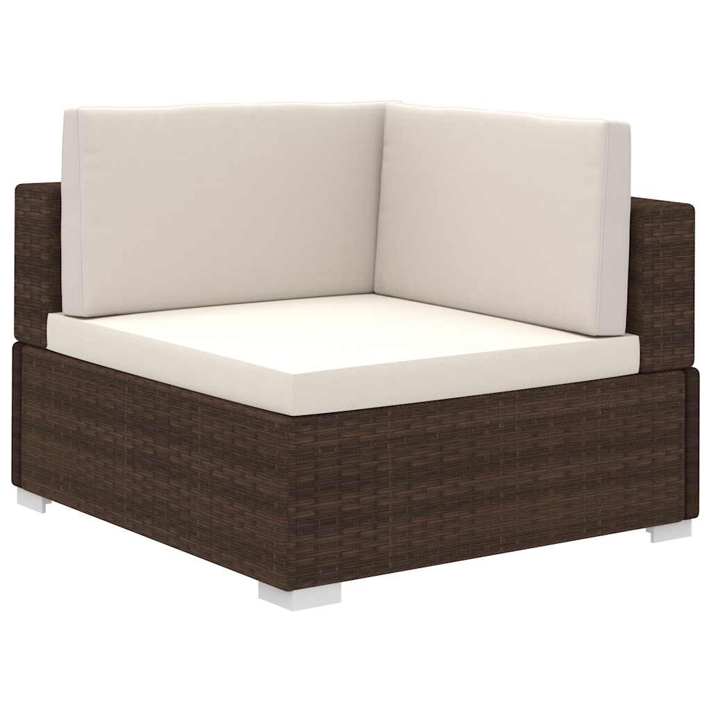 vidaXL 8-piece Lounge Set with Cushions Poly Rattan Brown