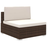 vidaXL 8-piece Lounge Set with Cushions Poly Rattan Brown