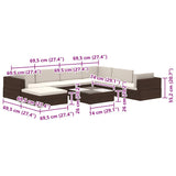 vidaXL 8-piece Lounge Set with Cushions Poly Rattan Brown