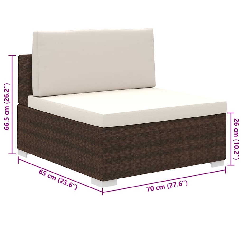 vidaXL 8-piece Lounge Set with Cushions Poly Rattan Brown