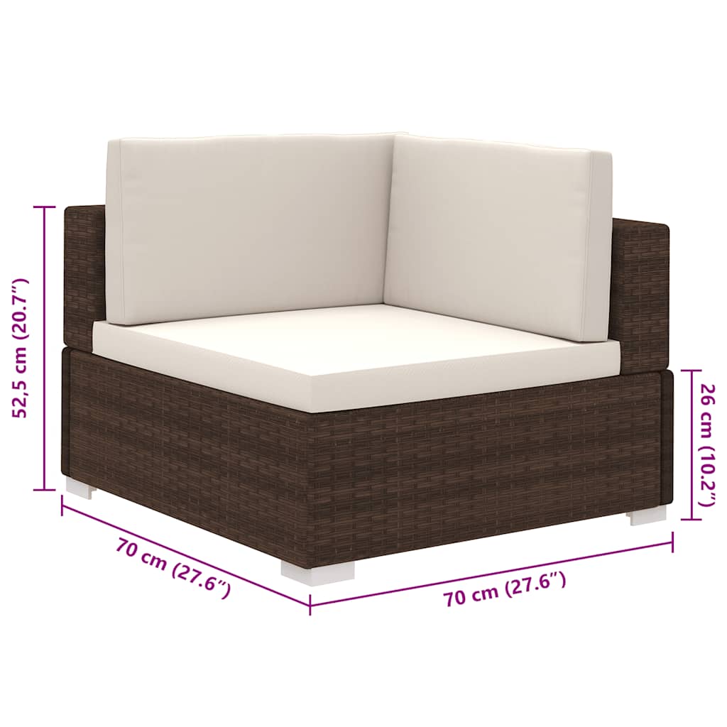 vidaXL 8-piece Lounge Set with Cushions Poly Rattan Brown