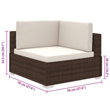 vidaXL 8-piece Lounge Set with Cushions Poly Rattan Brown
