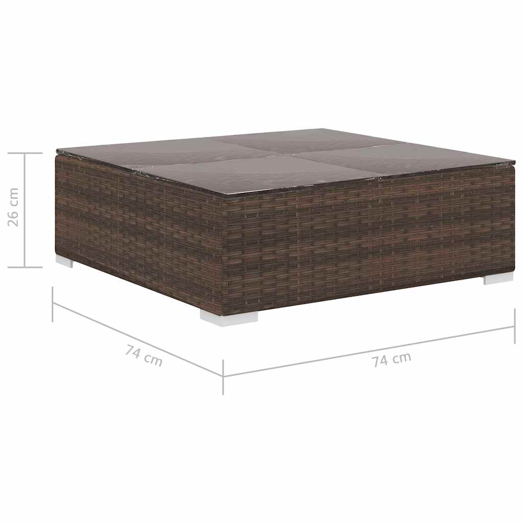 vidaXL 12-delige Loungeset met kussens poly rattan bruin