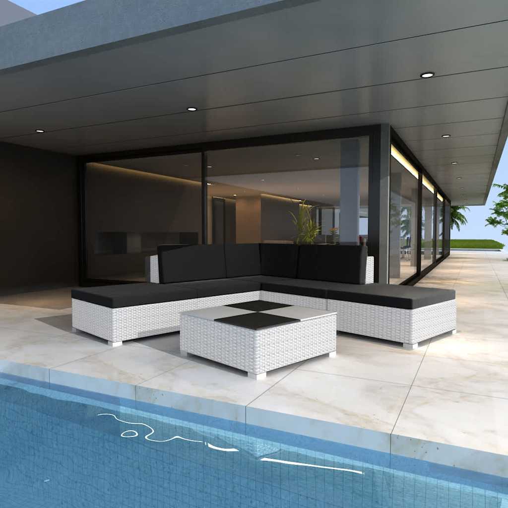 vidaXL 6-delige Loungeset met kussens poly rattan bruin