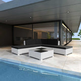 vidaXL 6-delige Loungeset met kussens poly rattan bruin