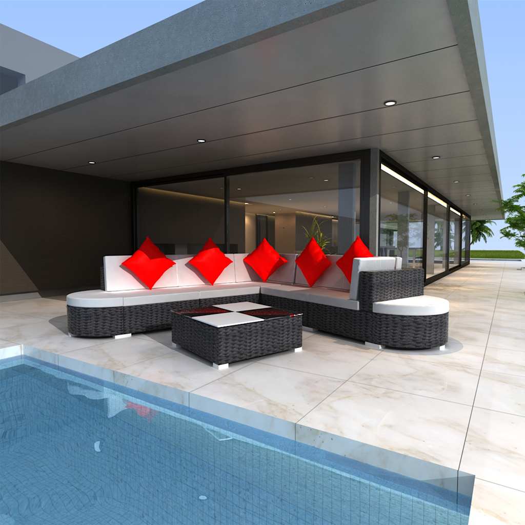 vidaXL 8-delige Loungeset met kussens poly rattan bruin