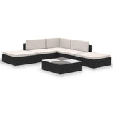 vidaXL 6-delige Loungeset met kussens poly rattan bruin