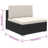 vidaXL 6-delige Loungeset met kussens poly rattan bruin
