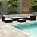 vidaXL 8-Piece Lounge Set with Cushions Poly Rattan Black