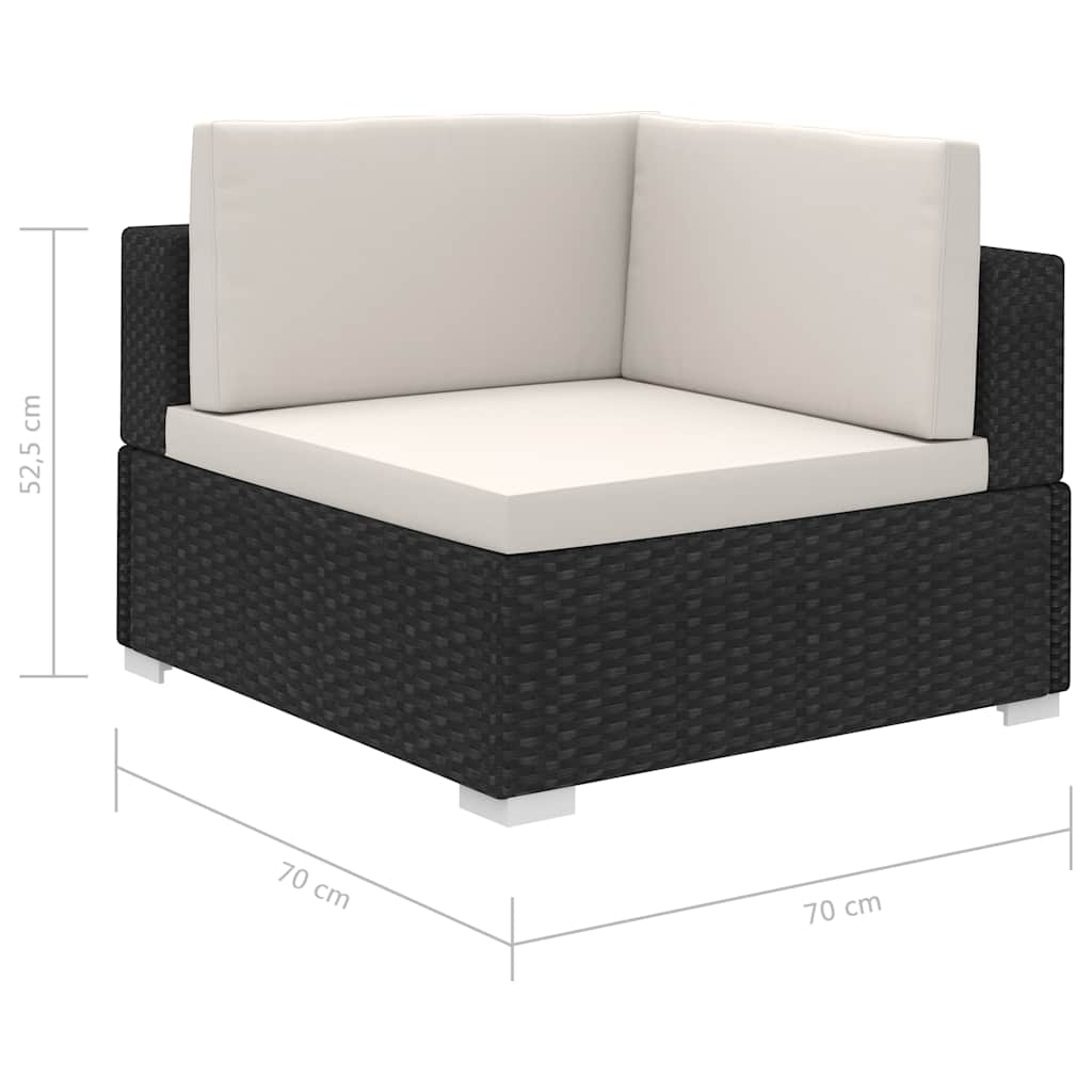 vidaXL 8-Piece Lounge Set with Cushions Poly Rattan Black